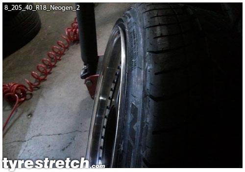 An example of tyre stretch: 205/40 R18 on 8.0J – NITTO