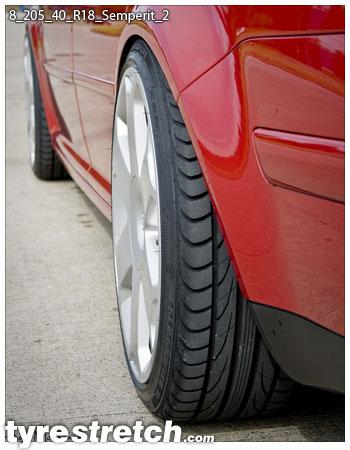 An example of tyre stretch: 205/40 R18 on 8.0J – SEMPERIT