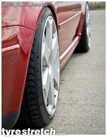 An example of tyre stretch: 205/40 R18 on 8.0J – SEMPERIT
