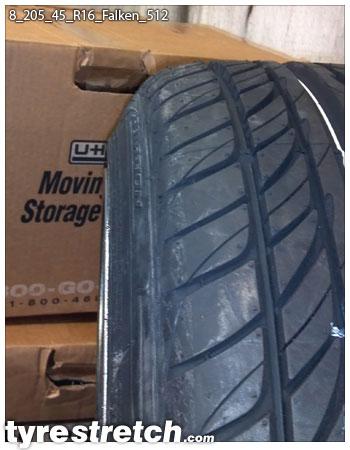 An example of tyre stretch: 205/45 R16 on 8.0J – FALKEN