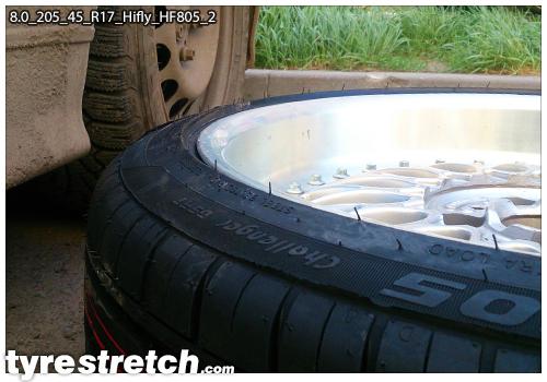 An example of tyre stretch: 205/45 R17 on 8.0J – HIFLY