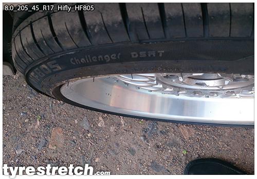 An example of tyre stretch: 205/45 R17 on 8.0J – HIFLY