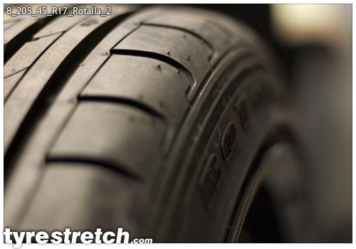 An example of tyre stretch: 205/45 R17 on 8.0J – ROTALLA