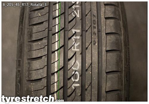 An example of tyre stretch: 205/45 R17 on 8.0J – ROTALLA