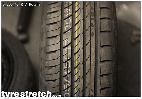 An example of tyre stretch: 205/45 R17 on 8.0J – ROTALLA