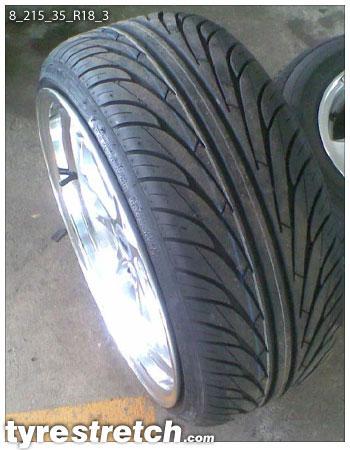 An example of tyre stretch: 215/35 R18 on 8.0J