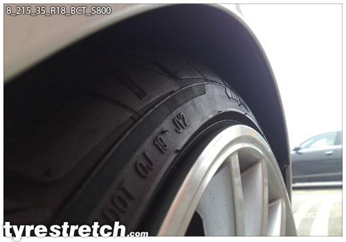 An example of tyre stretch: 215/35 R18 on 8.0J – BCT
