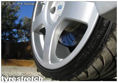 An example of tyre stretch: 215/35 R18 on 8.0J – DUNLOP