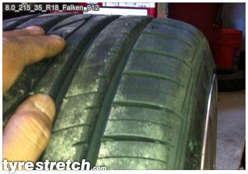 An example of tyre stretch: 215/35 R18 on 8.0J – FALKEN