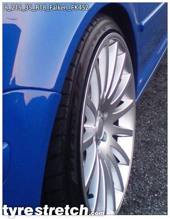 An example of tyre stretch: 215/35 R18 on 8.0J – FALKEN