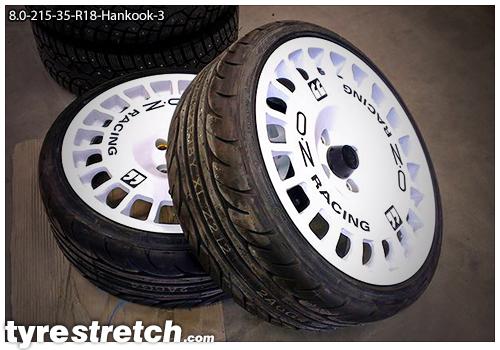 An example of tyre stretch: 215/35 R18 on 8.0J – HANKOOK