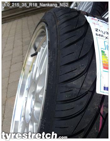 An example of tyre stretch: 215/35 R18 on 8.0J – NANKANG
