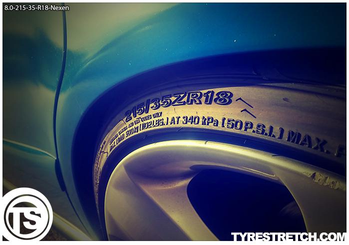 An example of tyre stretch: 215/35 R18 on 8.0J – NEXEN