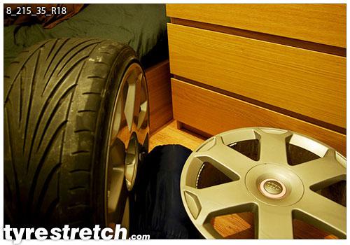 An example of tyre stretch: 215/35 R18 on 8.0J