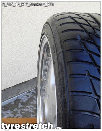 An example of tyre stretch: 215/40 R17 on 8.0J – NANKANG