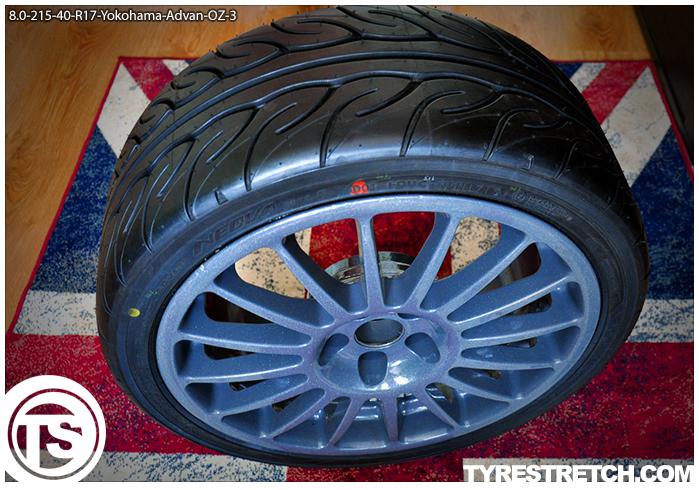An example of tyre stretch: 215/40 R17 on 8.0J – YOKOHAMA