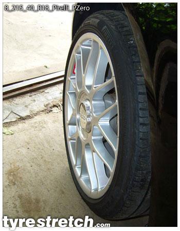 An example of tyre stretch: 215/40 R18 on 8.0J – PIRELLI