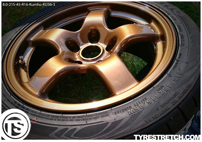 An example of tyre stretch: 215/45 R16 on 8.0J – KUMHO