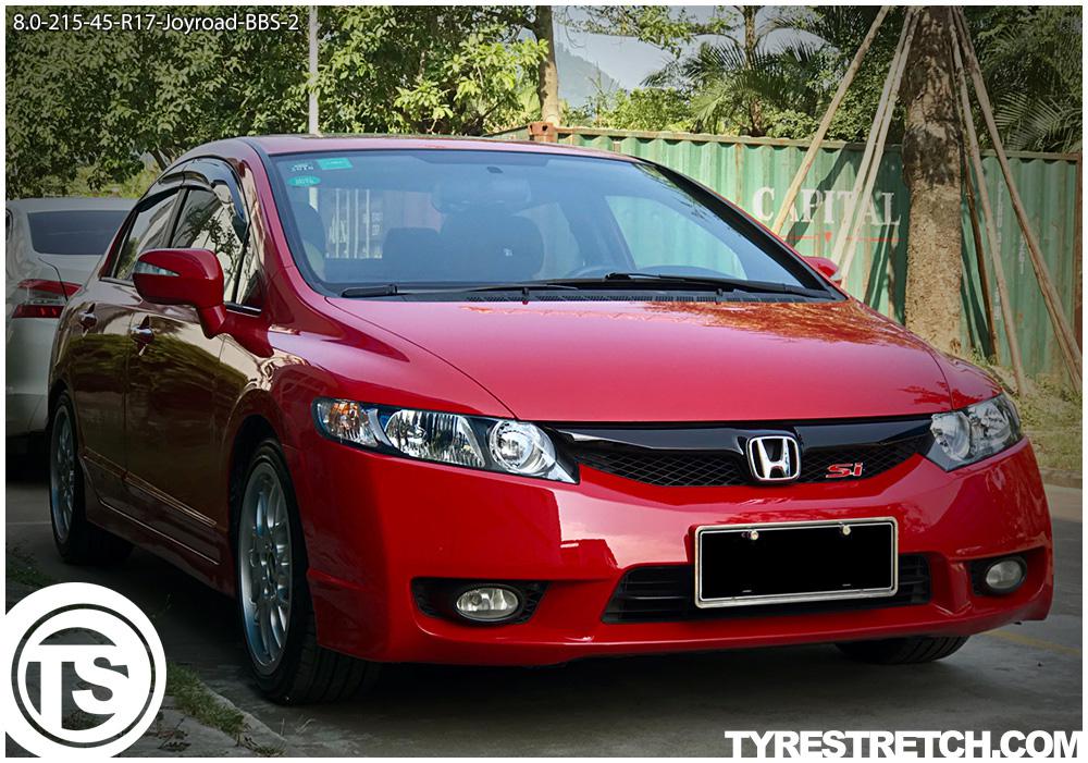 An example of tyre stretch: 215/45 R17 on 8.0J – JOYROAD (BBS)