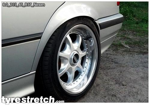 An example of tyre stretch: 215/45 R17 on 8.0J – NEXEN