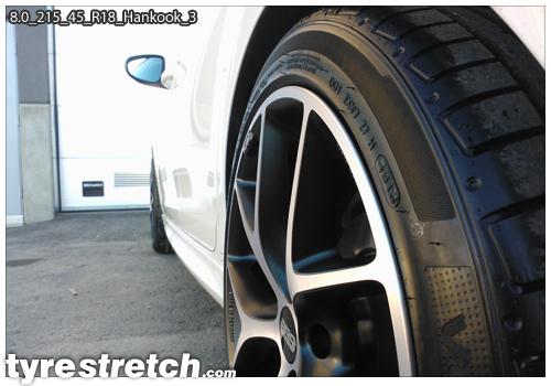 An example of tyre stretch: 215/45 R18 on 8.0J – HANKOOK