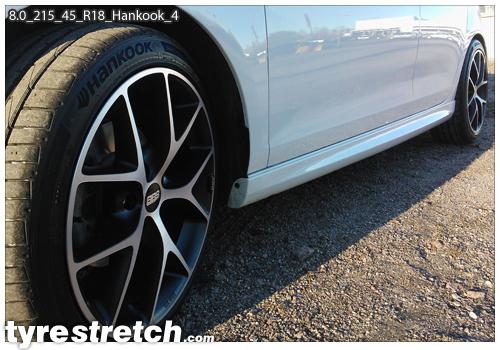 An example of tyre stretch: 215/45 R18 on 8.0J – HANKOOK
