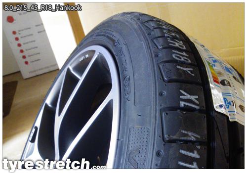 An example of tyre stretch: 215/45 R18 on 8.0J – HANKOOK