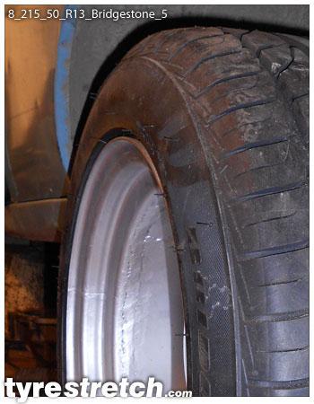 An example of tyre stretch: 215/50 R13 on 8.0J – BRIDGESTONE