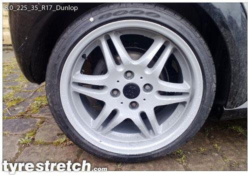 An example of tyre stretch: 225/35 R17 on 8.0J – DUNLOP