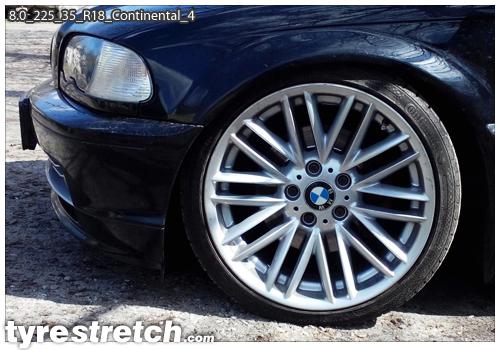 An example of tyre stretch: 225/35 R18 on 8.0J – CONTINENTAL