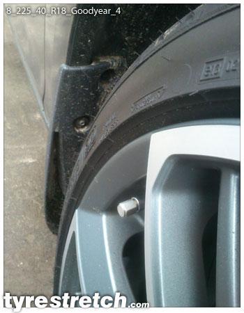 An example of tyre stretch: 225/40 R18 on 8.0J – GOODYEAR