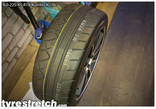 An example of tyre stretch: 225/45 R18 on 8.0J – KUMHO