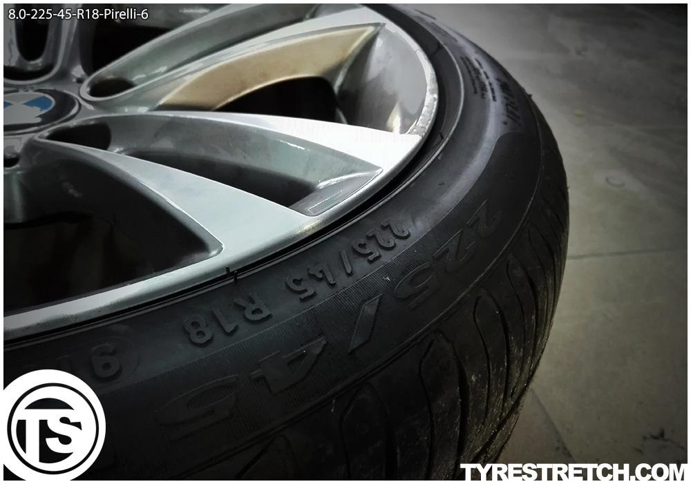 An example of tyre stretch: 225/45 R18 on 8.0J – PIRELLI