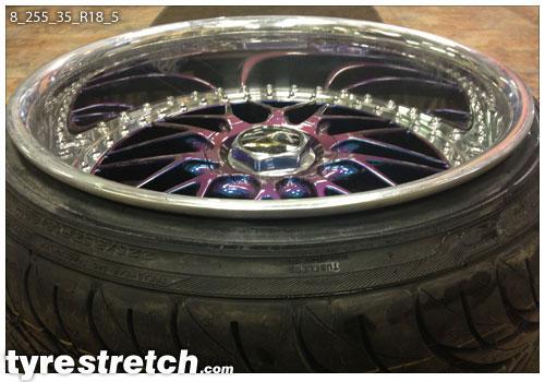 An example of tyre stretch: 255/35 R18 on 8.0J