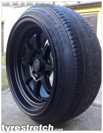 An example of tyre stretch: 165/45 R15 on 8.25J – NANKANG