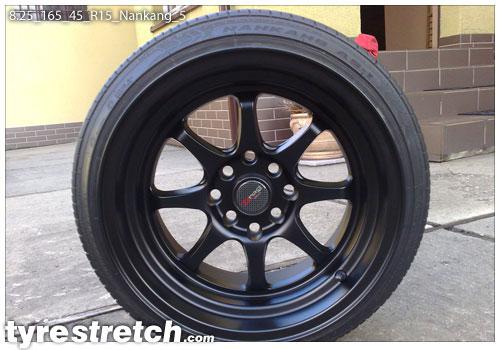 An example of tyre stretch: 165/45 R15 on 8.25J – NANKANG