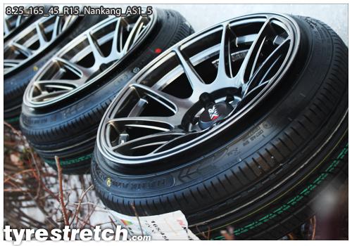 An example of tyre stretch: 165/45 R15 on 8.25J – NANKANG