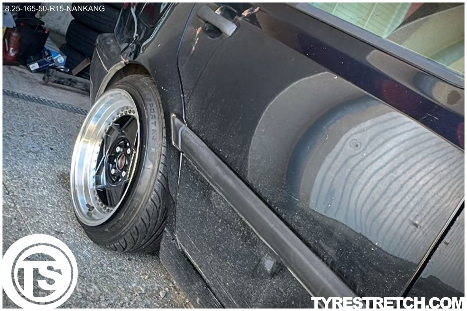 An example of tyre stretch: 165/50 R15 on 8.25J – NANKANG