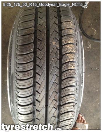 An example of tyre stretch: 175/50 R15 on 8.25J – GOODYEAR