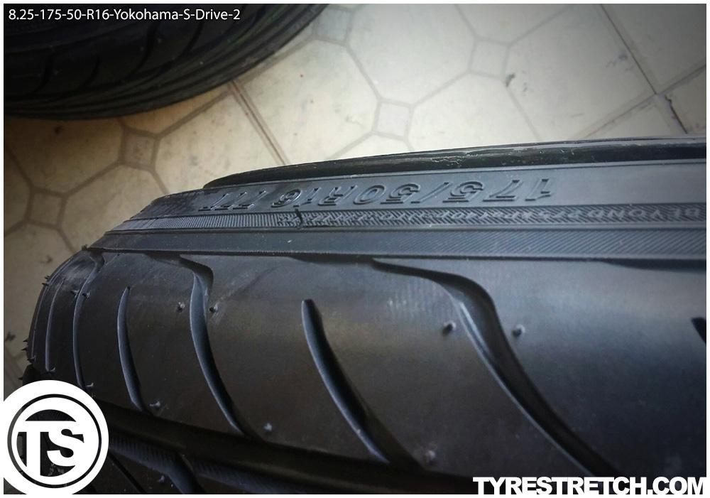 An example of tyre stretch: 175/50 R16 on 8.25J – YOKOHAMA