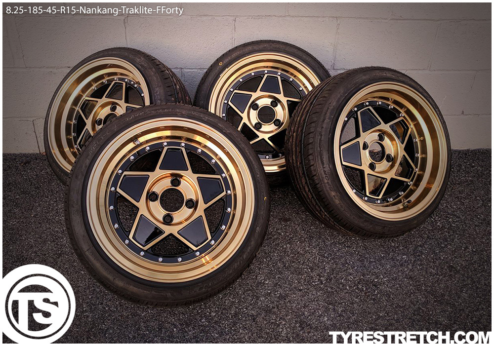 An example of tyre stretch: 185/45 R15 on 8.25J – NANKANG (TRAKLITE)