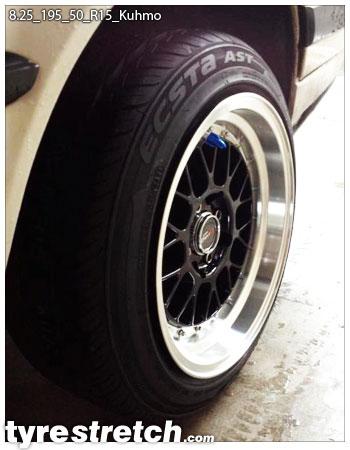 An example of tyre stretch: 195/50 R15 on 8.25J – KUMHO