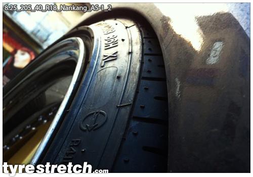 An example of tyre stretch: 205/40 R18 on 8.25J – NANKANG