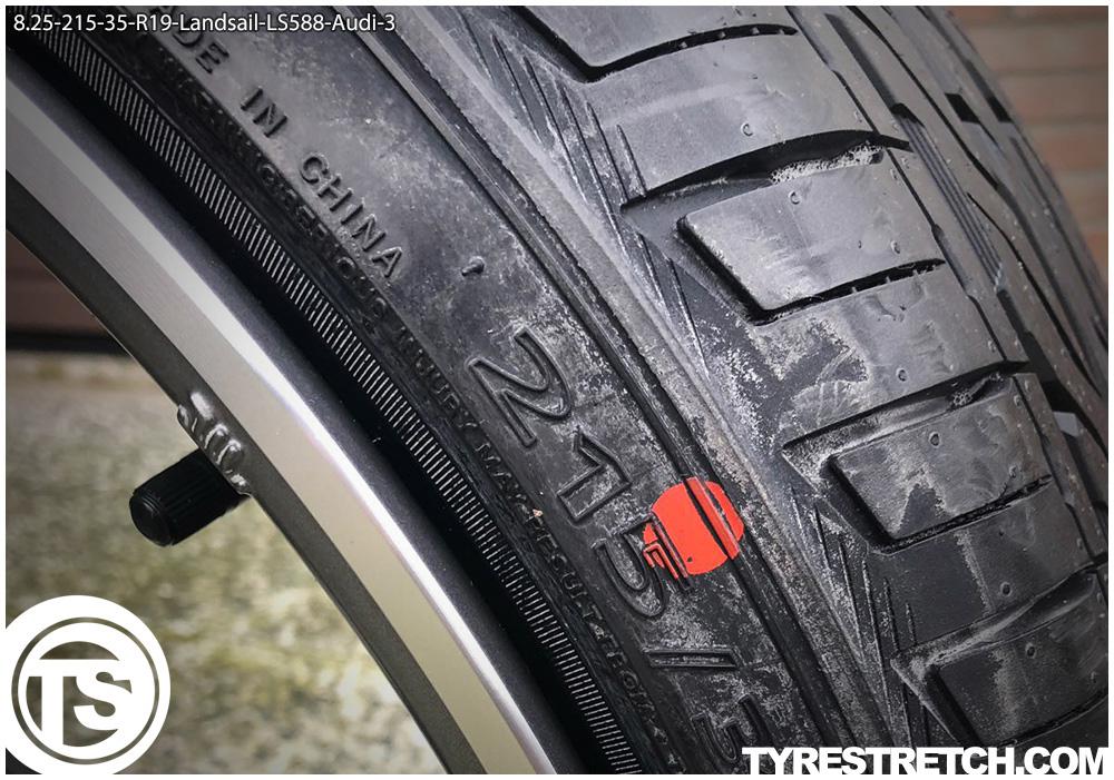 An example of tyre stretch: 215/35 R19 on 8.25J – LANDSAIL (AUDI)