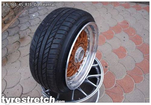 An example of tyre stretch: 165/45 R15 on 8.5J – CONTINENTAL