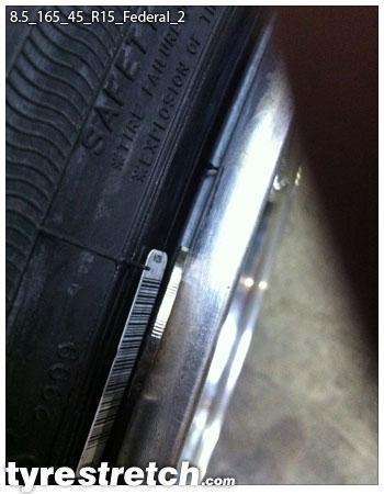 An example of tyre stretch: 165/45 R15 on 8.5J – FEDERAL