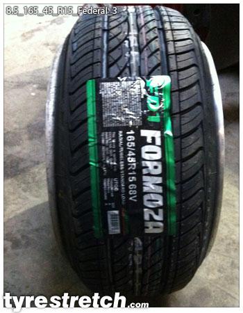 An example of tyre stretch: 165/45 R15 on 8.5J – FEDERAL
