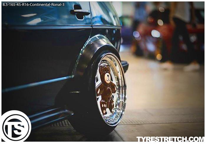 An example of tyre stretch: 165/45 R16 on 8.5J – CONTINENTAL (RONAL)