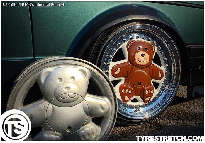 An example of tyre stretch: 165/45 R16 on 8.5J – CONTINENTAL (RONAL)