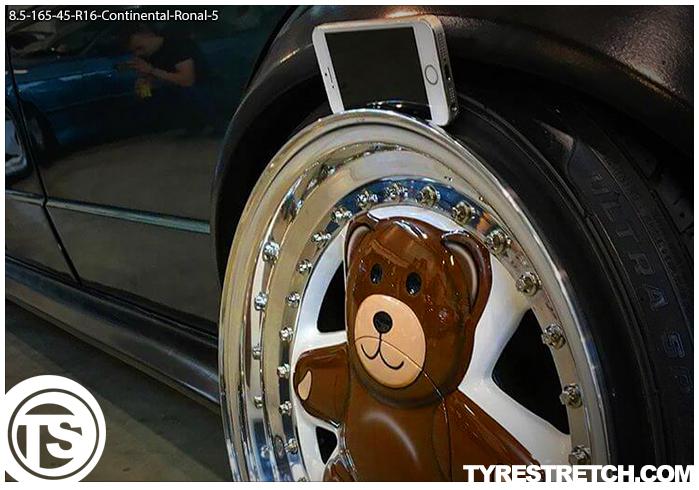 An example of tyre stretch: 165/45 R16 on 8.5J – CONTINENTAL (RONAL)